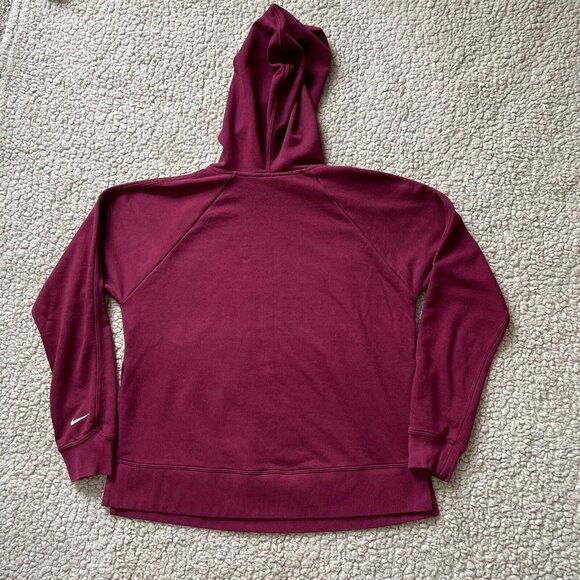 Nike Dri-Fit Sweatshirt Women Small Maroon Oversize Glitter Logo Slit Drawstring - Picture 8 of 11